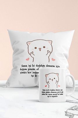 Insan Ancak Bu Kadar Iyi Ki Doğabilir Baskılı Hediyelik Yastık Ve Kupa Seti ürün fotoğrafı