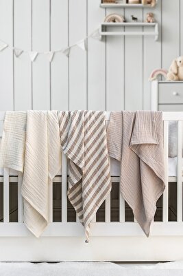 Müslin Örtü &amp; Battaniye 3'lü Set %100 Pamuk Oeko-teks Sertifikalı 80X80 Cm ürün fotoğrafı