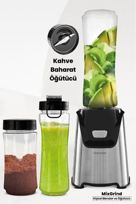Mixgrind 2in1 Paslanmaz Çelik Bıçaklı Kişisel Smoothie Blender Ve Kahve Baharat Öğütücü ürün fotoğrafı