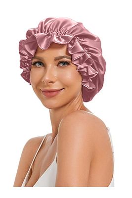 Ayarlanabilir Çift Katlı Ipek Saten-astarlı Saç Bakım Ve Uyku Bonesi Bandana-gül Kurusu ürün fotoğrafı