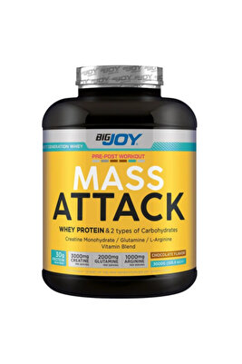 Mass-ATTACK 3000gr Çikolata 30gr Whey Protein 54.42gr Karbonhidrat 3gr Kreatin 2gr Glutamin ürün fotoğrafı