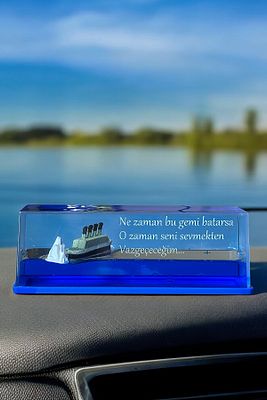 Yazılı Batmayan Aşk Gemisi Sevgililer Günü Hediyesi Titanik Batmayan Gemi Akvaryum ürün fotoğrafı