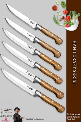 Hand Craft Mutfak Bıçak Seti Et Ekmek Sebze Meyve Bıçağı 6 Lı Set Günlük Kullanım ( Mtf-001 ) ürün fotoğrafı