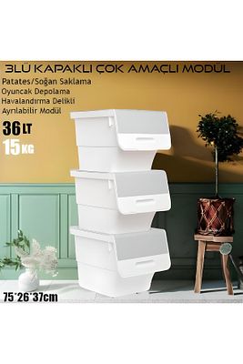 3’lü Kapaklı Sepet Tekerlekli Patates-Soğan Erzak Saklama Kutusu Oyuncak İçin Organizer Rafı ürün fotoğrafı