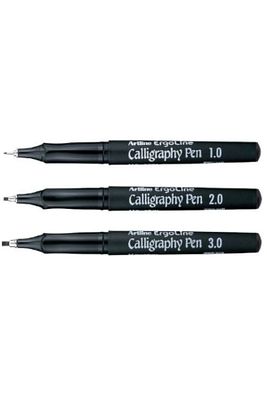 Ergoline Calligraphy 3'lü Kaligrafi Kalem Seti Siyah - Çizgi Genişliği 1.0 - 2.0 - 3.0mm ürün fotoğrafı