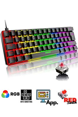 T60 Siyah Rgb Uygulamalı Kırmızı Red Switch Gaming Klavye Rgb Kablolu Gaming Oyuncu Klavyesi ürün fotoğrafı