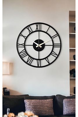 Muyika Roma Yeni Koleksiyon Dekoratif Siyah Metal Siyah Duvar Saati 41x41cm Mds-41 ürün fotoğrafı