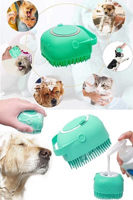 Şampuan Hazneli Kedi Ve Köpek Evcil Hayvan Yıkama Fırçası Silikon Glrshop ürün fotoğrafı