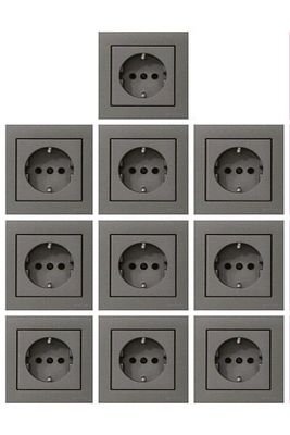 Grano Antrasit Topraklı Priz 10'lu Paket ürün fotoğrafı