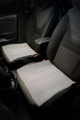 Terletmez %100 Pamuk Oto Kilim Ön Ve Arka 3 Lü Serme Kaydırmaz Set Oto Minder - Beyaz Gri ürün fotoğrafı