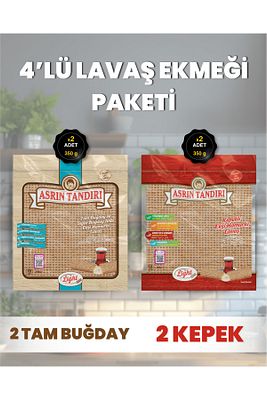 4’Lü Paket (2Adet Ekşi Mayalı Tam Buğday+ 2 Adet Ekşi Mayalı Kepekli Lavaş Ekmeği Paketi) ürün fotoğrafı