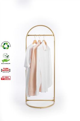 Butik Stil Oval Askılık Konfeksiyon Askılığı Altın Renk Askılık Gold Elbise Askılığı Ayaklı Askılık ürün fotoğrafı