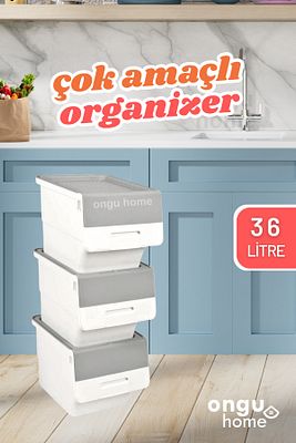 Organizer Çok Amaçlı Kutu Tekerlekli Patateslik Sebzelik Soğanlık Kutusu Oyuncak Kutusu(36 LİTRE) ürün fotoğrafı