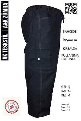 Belden Lastikli Kordonlu Kargo Cepli Şalvar Model Günlük İş Pantolonu ürün fotoğrafı