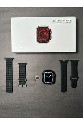 S8 4g Lite Ultra Sim Kartlı Kameralı Android Akıllı Saat 49mm Smartwatch Çift Kordon Gri ürün fotoğrafı