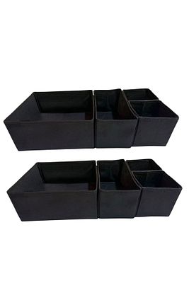 8'li Siyah Çekmece Içi Düzenleyici Organizer Set - Çok Amaçlı Dolap Içi Kutu Seti ürün fotoğrafı