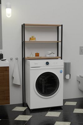 Çamaşır Makinasi Üstü Düzenleyici Raf Banyo Dolabı Rafı Makina Üstü Dolap Raf Atlantik Çam ürün fotoğrafı