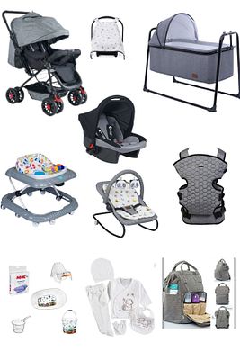 Cancanbebe 18 Parça Bebek Çeyiz Seti Bebek Arabası Beşik Banyo Seti Puset ürün fotoğrafı