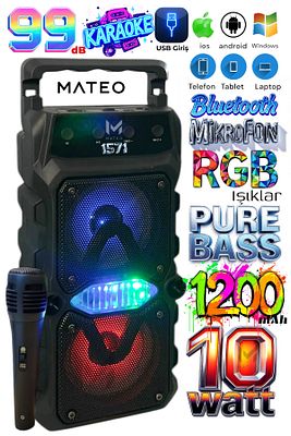Bluetooth Hoparlör Karaoke Parti hoparlörü Mikrofonlu, led Rgb Işıklı, Ses Bombası Usb Sd girişli ürün fotoğrafı