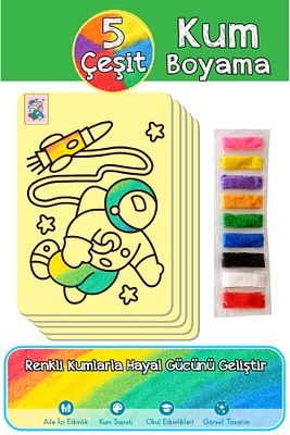 Yeşil Paket A4 Boyutu 5 Farklı Kum Boyama Etkinliği ürün fotoğrafı