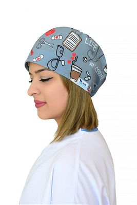 Unisex Nurse Life Desenli Cerrahi Bone Doktor Hemşire Saç Bone ürün fotoğrafı