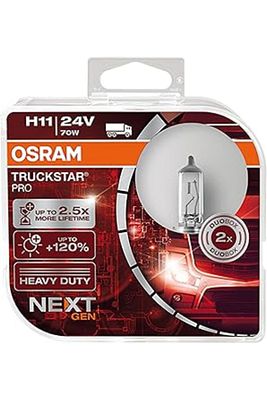 Ampul Truckstar Pro H11 24V 70W%120'Ye Kadar Fazla Işık 2.5X Daha Uzun Kullanım Süresi 64216Tsp-Hcb ürün fotoğrafı