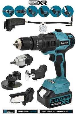 21v 6 Başlıklı Set Hava Pompası Vidalama Somun Sıkma Dal Budama Tilki Kuyruğu Taşlama ürün fotoğrafı