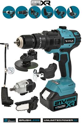 21v 6 Başlıklı Set Taşlama Somun Sıkma Tilki Kuyruğu Dal Budama Vidalama Hava Pompası ürün fotoğrafı