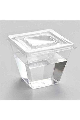 Prizma Mini Mika Plastik Sunum Kabı Kübik Kase Kapaklı 200 Cc - **12** Adet ürün fotoğrafı