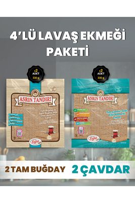 4’Lü Paket (2Adet Ekşi Mayalı Tam Buğday + 2 Adet Ekşi Mayalı Çavdar Lavaş Ekmeği Paketi) ürün fotoğrafı