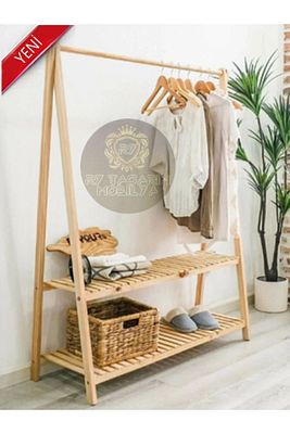 Ahşap Ayaklı Elbise Askısı Portmanto Kıyafet Konfeksiyon Askılık ürün fotoğrafı