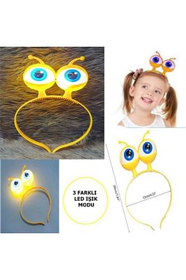 Led Işıklı &Amp; Pilli Uzaylı Göz Parti Tacı Sarı Renk ürün fotoğrafı