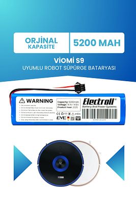 Viomi S9 Uyumlu Batarya (ORJİNAL KAPASİTE) 5200mah Pil Robot Süpürge Bataryası Değişimi ürün fotoğrafı