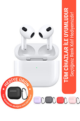 3. Nesil Beyaz Ios Android Uyumlu Kablosuz Bluetooth Kulaklık Yeni Nesil Karışık Renk Kılıf Hediyeli ürün fotoğrafı