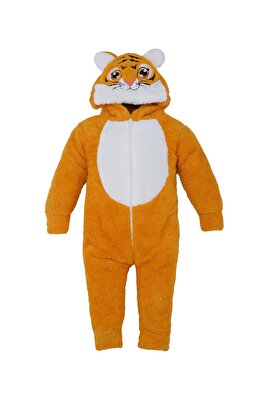 Welsoft Erkek Bebek Hardal Sarı Kaplan Şapkalı Peluş Uyku Tulumu ürün fotoğrafı