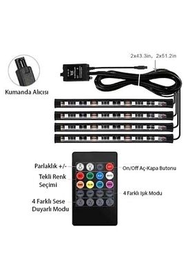 Tiger Marketing Araç Içi Aydınlatma Kumandalı Müziğe Duyarlı 9 Led Ayak Altı Led - 7 Renk Rgb ürün fotoğrafı