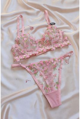Pembe Dantelli Bralet Takım (SÜTYEN&TANGA) ürün fotoğrafı