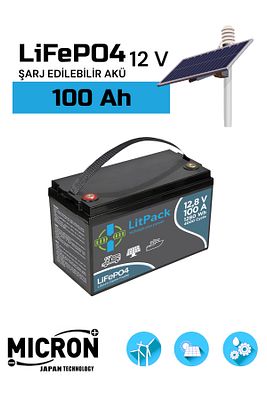 Litpack 12v(12.8V) 100 Ah Lifepo4 Akü (BATARYA, PİL) 2025 Üretim ürün fotoğrafı