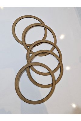 Ham Mdf Vidasız 22cm Çapında 5'li Kasnak Seti 3mm-kalınlık-düş Kapanı Ve Makrome Örgü Çemberi Kasnak ürün fotoğrafı