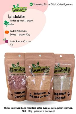 Haftalık 3'lü Çorba Paketi ( 3x50g) Pancar, Ispanak, Balkabaklı sebze Çorbası ürün fotoğrafı