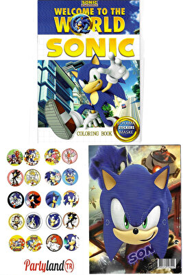 Sonic Boyama Kitabı 3'ü Bir Arada Boyama, Sticker, Arka Kapak Maske ürün fotoğrafı
