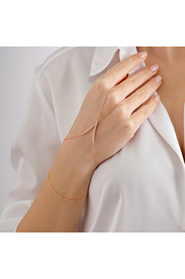 Kadın Rose Zirkon Taşlı V Model 925 Ayar Gümüş Şahmeran ürün fotoğrafı