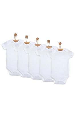 HelloBaby Bebek Basic Ribana Zarf Yaka 5li Kısa Kol Body - Beyaz ürün fotoğrafı