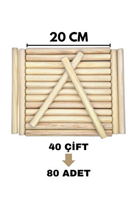 Ahşap Ritim Çubuğu 40 Çift 80 Adet ürün fotoğrafı