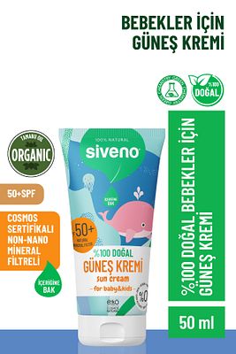 %100 Doğal Bebek Güneş Kremi Leke Karşıtı Antioksidan Nemlendirici Bitkisel UVA UVB SPF 50+ 50 ml ürün fotoğrafı