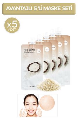 Pirinç Özlü, Aydınlatıcı, Peeling Etkili Avantajlı Maske Seti Pure Source Pocket Pack (RİCE) (5ADET) ürün fotoğrafı
