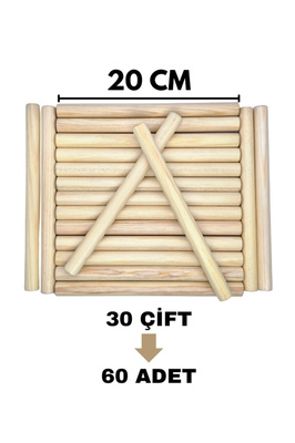 Ahşap Ritim Çubuğu 30 Çift 60 Adet ürün fotoğrafı