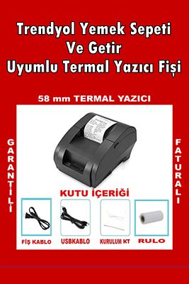 Termal Makbuz Yazıcı Adisyon Yazıcısı Getir Yemek Sepeti Fiş Yazıcı ürün fotoğrafı