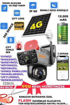 9 Cu Nesil Ve Yapay Zeka ,4g Solar Panelli,4g Güneş Enerjili,sim Kartlı Kamera ,6 Mp,güçlü Batarya ürün fotoğrafı