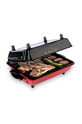 Büyük Boy 40x30 cm Elektrikli Izgara Barbekü Mangal Kebapçı Balıkçı Emaye Gövdeli + Emaye Tepsili ürün fotoğrafı